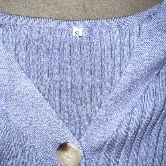 Light Blue Ribbed Button-Front Knit Dress - Picture 3 of 3